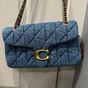 Coach Denim Quilted Tabby SB 26 Chain Shoulder Bag